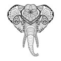 Zentangle stylized elphant head. Sketch for tattoo or t-shirt. Royalty Free Stock Photo