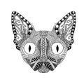 Zentangle stylized Face of Black Cat. Hand Drawn Sphinx Royalty Free Stock Photo