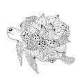 Zentangle stylized fantasy turtle. Royalty Free Stock Photo