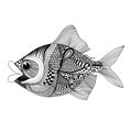 Zentangle stylized Fish. Hand Drawn doodle vector illustration i Royalty Free Stock Photo