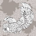 Zentangle stylized floral china fish doodle. Royalty Free Stock Photo