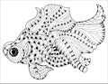 Zentangle stylized floral china fish doodle Royalty Free Stock Photo
