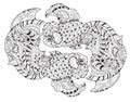 Zentangle stylized floral china fish doodle.