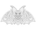 Zentangle stylized flying Bat for Halloween. Freehand sketch for Royalty Free Stock Photo
