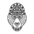 Zentangle stylized gorilla head. Sketch for tattoo or t-shirt.