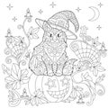 Zentangle stylized halloween coloring page