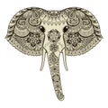 Zentangle stylized Indian Elephant. Hand Drawn vector illustrati Royalty Free Stock Photo