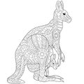 Zentangle stylized kangaroo Royalty Free Stock Photo