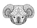 Zentangle stylized koala head. Sketch for tattoo or t-shirt.