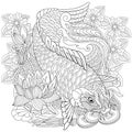 Zentangle stylized koi carp Royalty Free Stock Photo