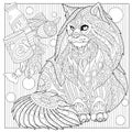 Zentangle stylized maine coon cat
