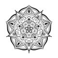 Zentangle stylized monochrome Mandala round. Hand drawn patterne