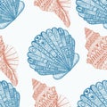 Zentangle stylized ocean shells seamless pattern. Hand Drawn do