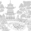 Zentangle stylized pagoda