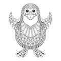 Zentangle stylized Penguin. Vector the cheerful penguin wants t