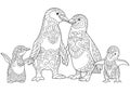 Zentangle stylized penguins family Royalty Free Stock Photo