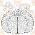 Zentangle stylized Pumkin on Skull seamless pattern for Hallowe Royalty Free Stock Photo