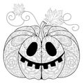Zentangle stylized Pumpkin for Halloween, Thanksgiving day