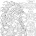 Zentangle stylized Native American Indian chief Royalty Free Stock Photo
