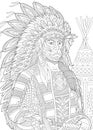 Zentangle stylized Native American Indian chief Royalty Free Stock Photo