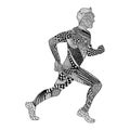 Zentangle stylized Runner. Hand Drawn Man doodle style vector il