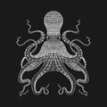 Zentangle stylized white Octopus. Hand Drawn lace illustr Royalty Free Stock Photo