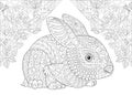 Zentangle stylized wonderland rabbit Royalty Free Stock Photo