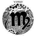 Hand drawn zodiac sign virgo, vector illustration Royalty Free Stock Photo