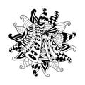 Zentangle sun vector symbol. Sun tribal doodle ornament.