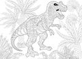Zentangle tyrannosaurus dinosaur