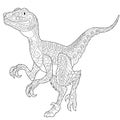 Zentangle velociraptor dinosaur