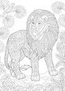 Zentangle wild lion