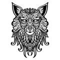 Zentangle wolf drawing  Hand drawing  illustration. Royalty Free Stock Photo