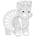 Zentangle yorkshire terrier dog coloring page Royalty Free Stock Photo