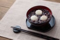 zenzai sweet red bean soup isolated on table