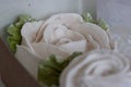 Zephyr flowers. Homemade marshmallows in a gift box. The box is open. Close-up Royalty Free Stock Photo