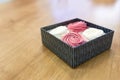 Zephyr or marshmallow dessert in gift box Royalty Free Stock Photo