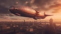 Zeppelin of a beautiful Transportation with futuristic design. AI Generated