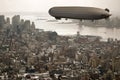 Zeppelin over Manhattan Royalty Free Stock Photo