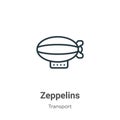 Zeppelins outline vector icon. Thin line black zeppelins icon, flat vector simple element illustration from editable transport Royalty Free Stock Photo
