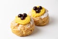 Zeppole di San Giuseppe, zeppola - baked puffs made from choux pastry Royalty Free Stock Photo
