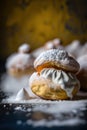 Zeppole donat. Italian donuts with filling. Generative AI