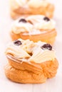 Zeppole with pastry cream. Royalty Free Stock Photo