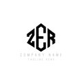 ZER letter logo design with polygon shape. ZER polygon and cube shape logo design. ZER hexagon vector logo template white and Royalty Free Stock Photo