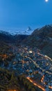 Zermatt city village view point and iconic Matterhorn peak at dawn, Switzerland Royalty Free Stock Photo