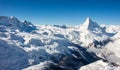 Zermatt Matterhorn and glacier monte rosa sunset view mountain winter snow landscape Swiss Alps clouds panorama