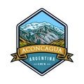 Aconcagua argentina, hand drawn line with digital color, vector illustration Royalty Free Stock Photo