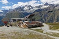 At the cable car station, a huge heart makes a frame around landscape