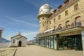 Hotel and observatory of Gornergrat over Zermatt on the Swiss alps