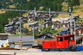 Zermatt, Switzerland, July 26, 2022: Red train in Zermatt train station, Switzerland, Europe. Royalty Free Stock Photo
